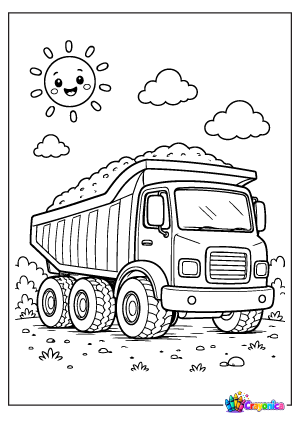Dump Truck Coloring Page for Kids