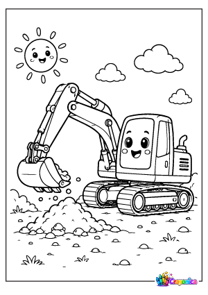 Excavator Coloring Page for Kids