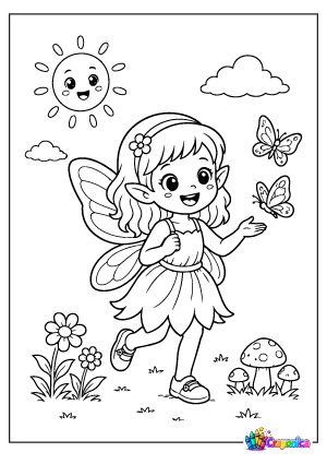 Forest Fairy Girl Coloring Page