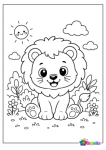 Cute Baby Lion Coloring Page for Kids