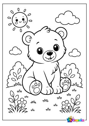 Cute Bear Cub Coloring Page for Kids