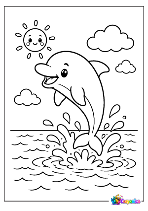Dolphin Jumping Coloring Page