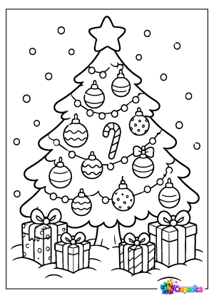 Christmas Tree with Ornaments Coloring Page
