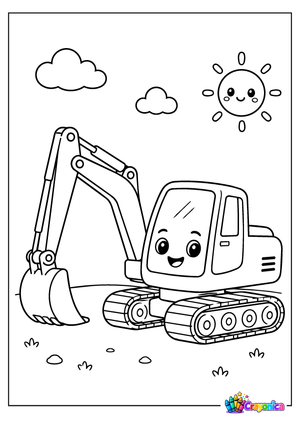 Construction Excavator Coloring Page