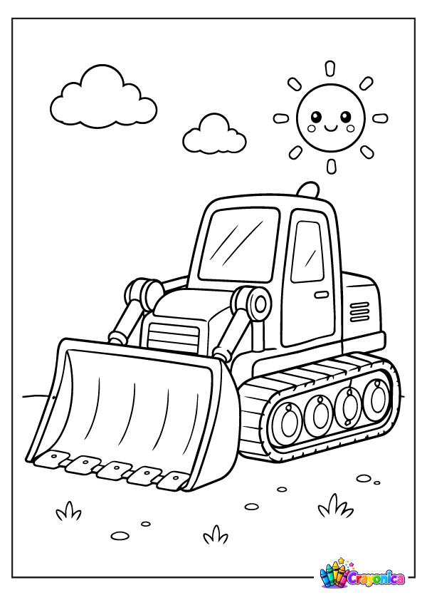 Bulldozer Construction Vehicle Coloring Page