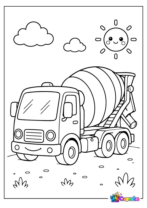 Cement Mixer Truck Coloring Page