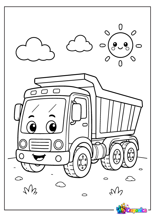 Dump Truck Cartoon Coloring Page
