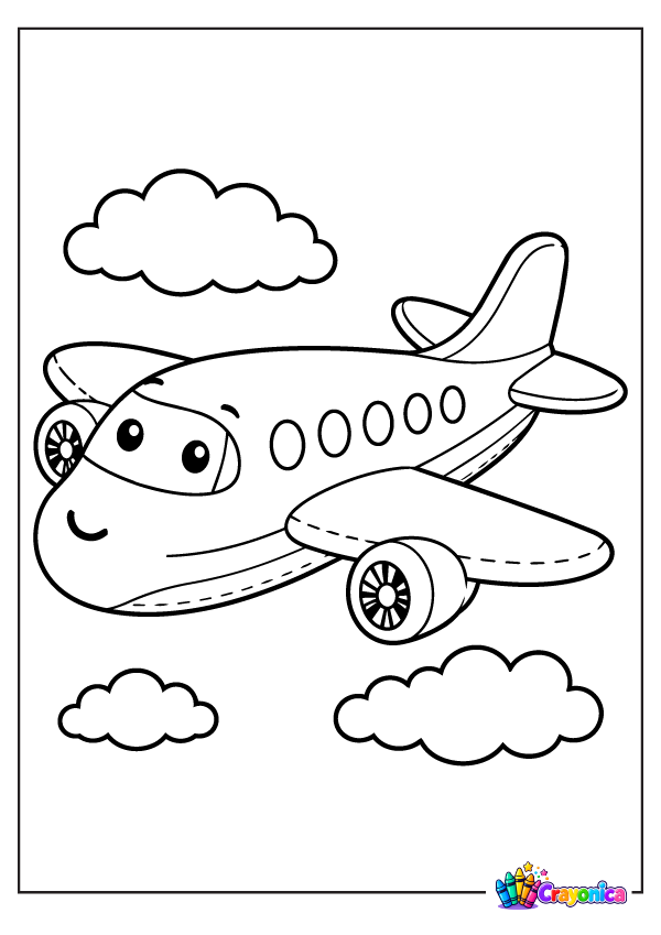 Airplane Cartoon Coloring Page