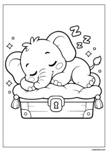 cute sleeping baby elephant coloring page