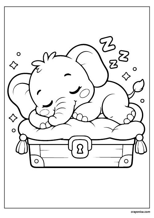 cute sleeping baby elephant coloring page