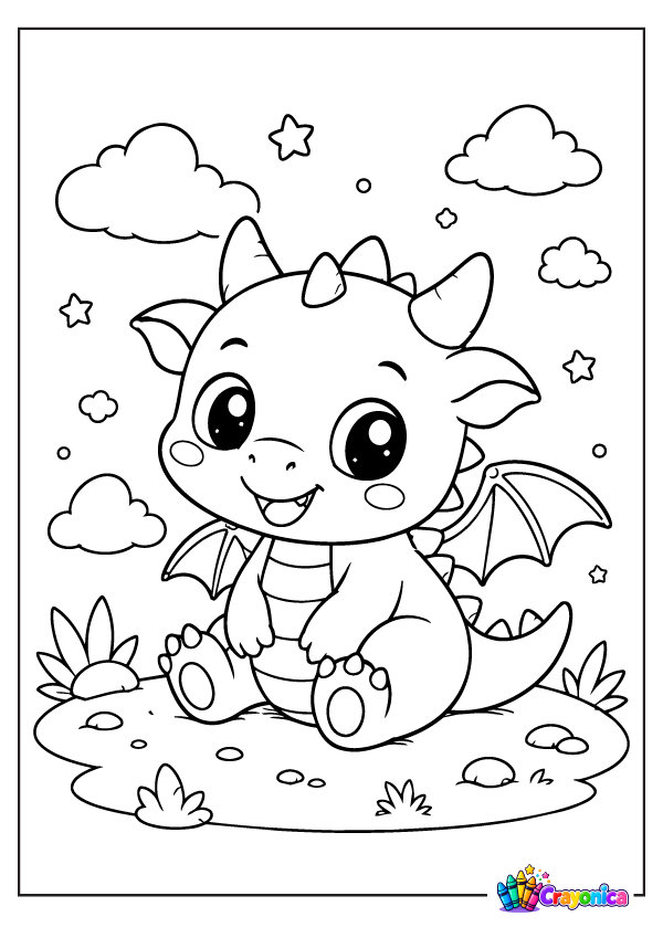 Cute Baby Dragon Coloring Pages