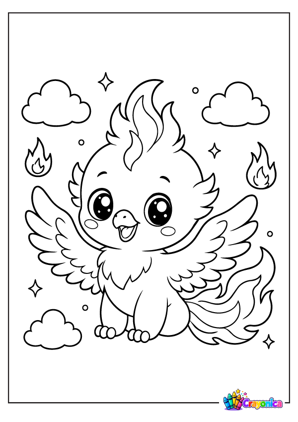 Cute Baby Phoenix Coloring Page