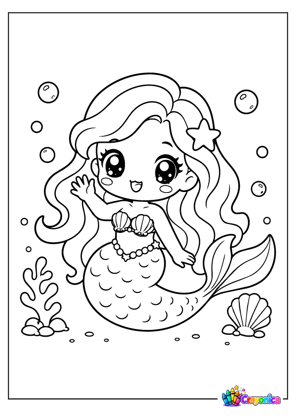 Cute Chibi Mermaid Coloring Page