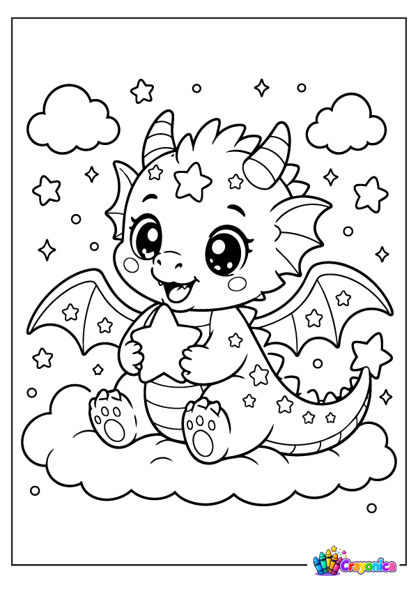 Star Dragon Coloring Page