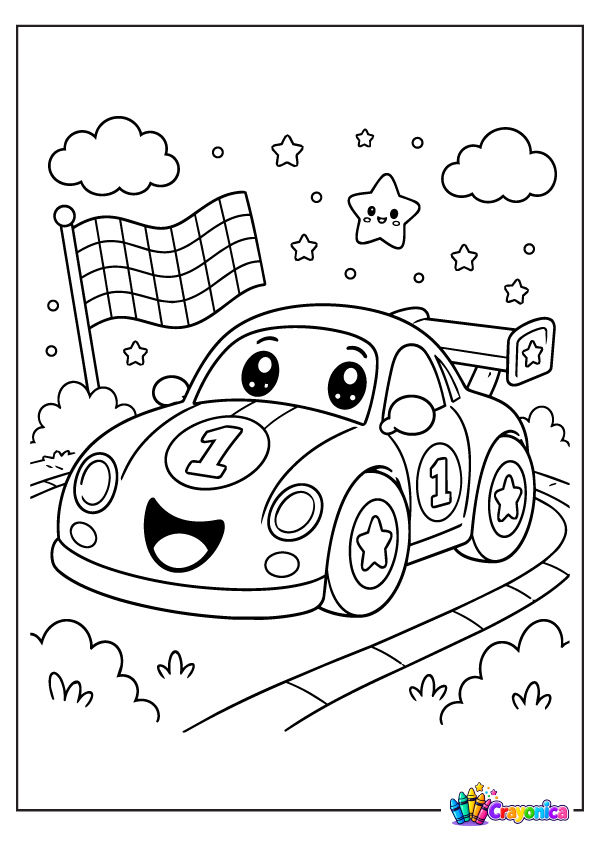 Cute Race Car Coloring Page