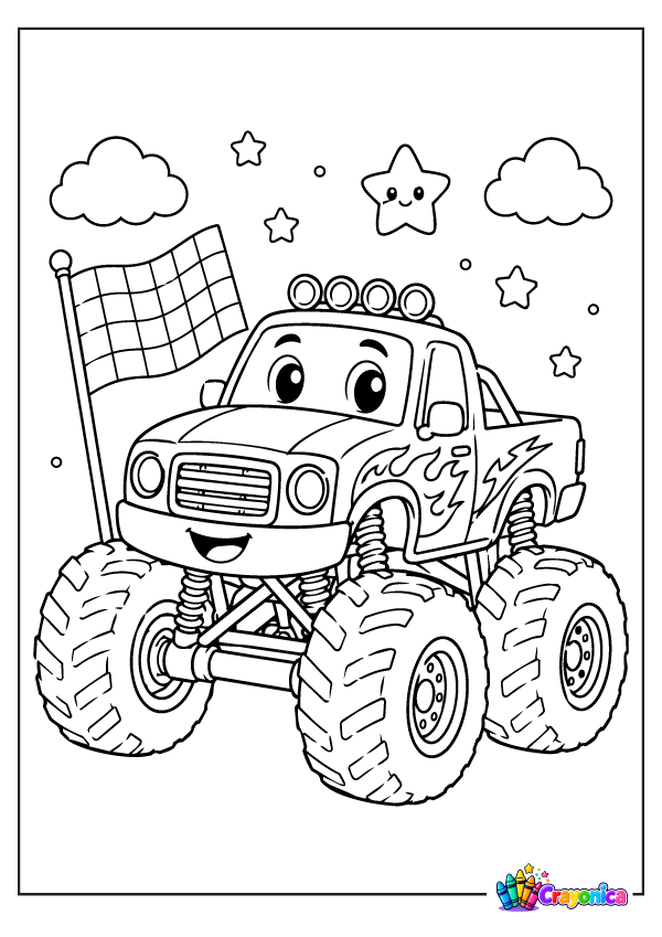 Cute Monster Truck Coloring Page
