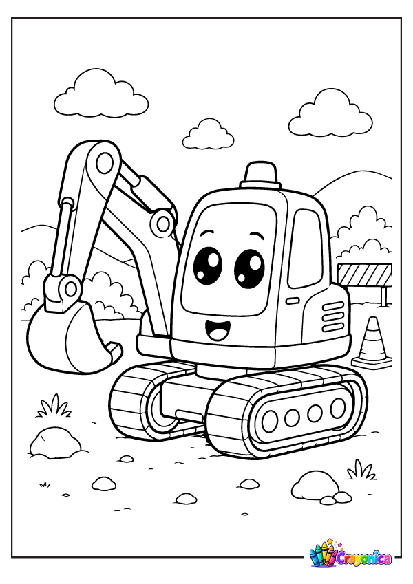 Baby Excavator Coloring Page