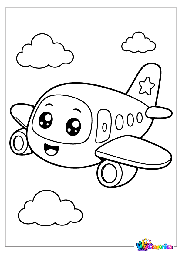 Cute Airplane Coloring Page