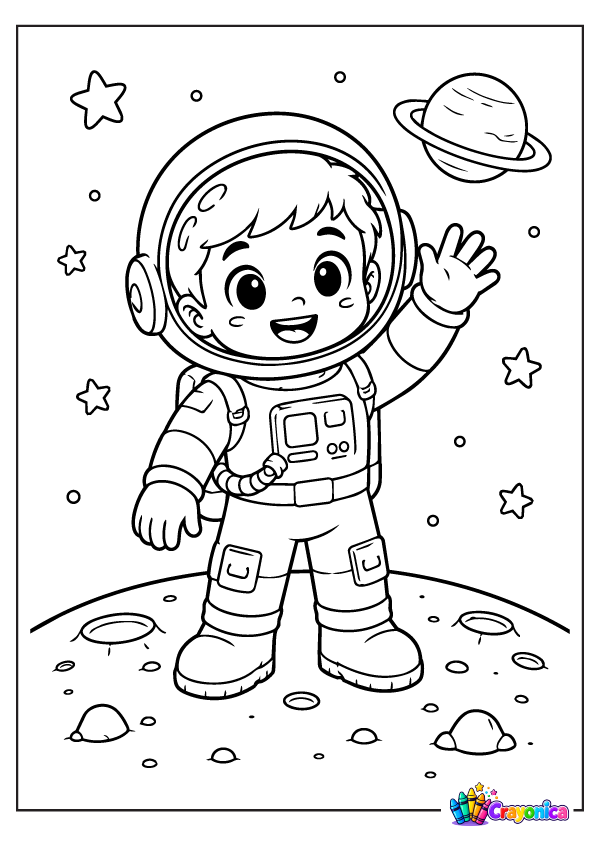 Cute Astronaut Coloring Page for Kids