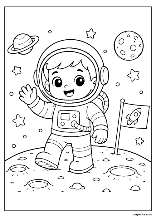 cute astronaut coloring page for kids