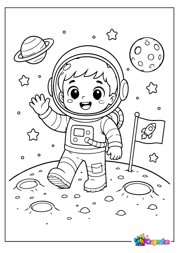 Boy Astronaut Coloring Page