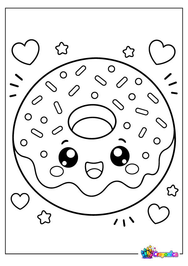 Cute Donut Coloring Page for Kids