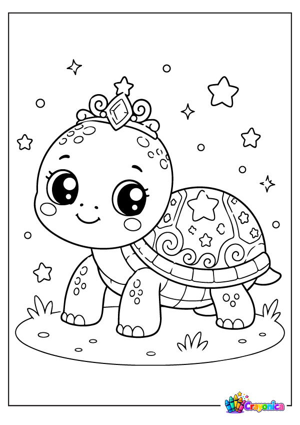 Magical Turtle Coloring Page for Kids