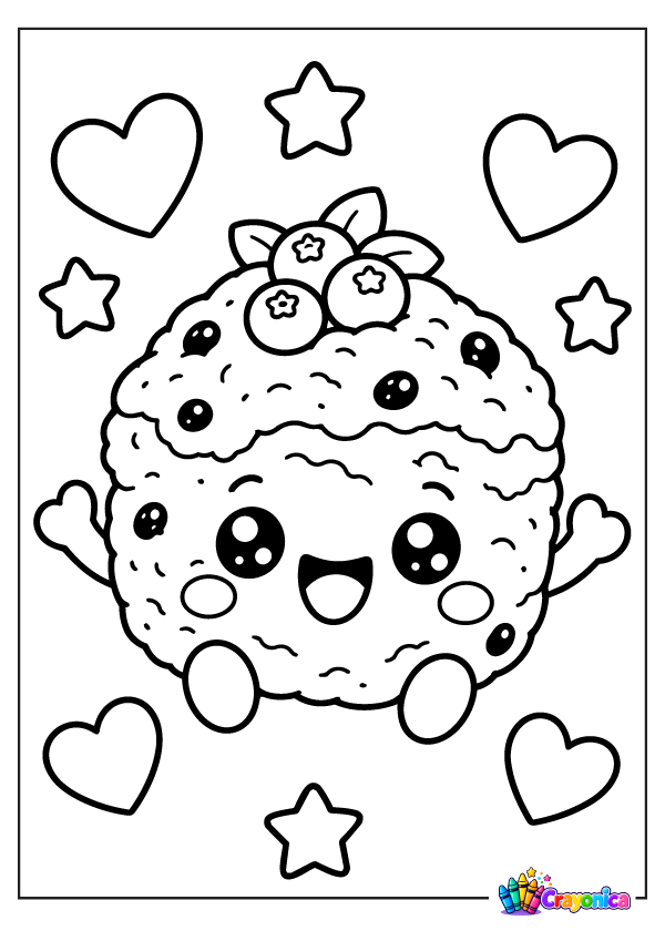 Enjoy a Cute Scone Coloring Page with a smiling baked treat, a crumbly top, and sweet decorations for a cozy and creative coloring adventure.