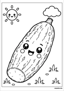 Cute cassava coloring page featuring a smiling cassava root with bold outlines for kids.