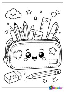 Pencil Case Coloring Page